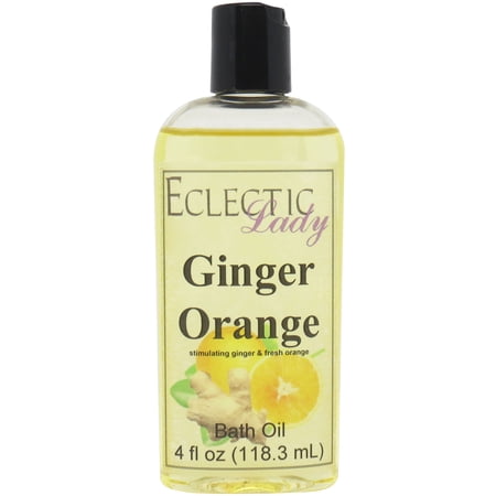 Ginger Orange Bath Oil - Scented Body Oil - Relaxing & Moisturizing Bathing Oil - Fragrance Body Oil For Dry & Rough Sensitive Skin - 4 oz