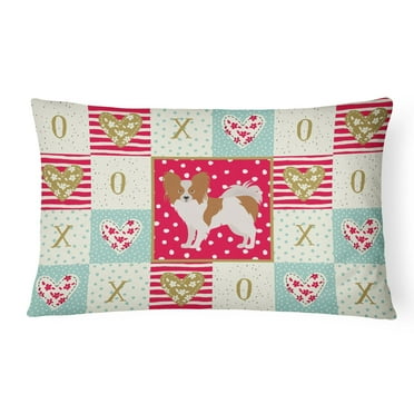 Carolines Treasures CK5871PW1216 Papillon 1 Love Canvas Fabric Decorative Pillow, Red, 12H x16W, multicolor
