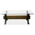 thumbnail image 4 of Magnussen Sawyer Rectangular Cocktail Table with Glass Top and Brown, 4 of 4