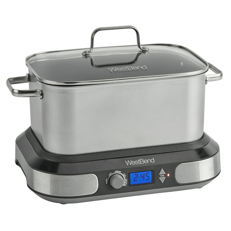 Deluxe 6 Quart Programmable Slow Cooker Timer Auto Food Warmer Stainless  Steel
