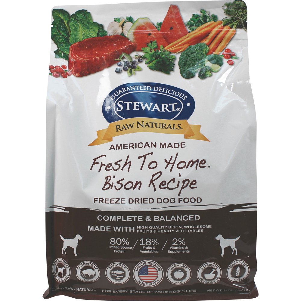 Stewart Raw Naturals Bison Recipe Freeze Dried Dog Food, 24 Oz