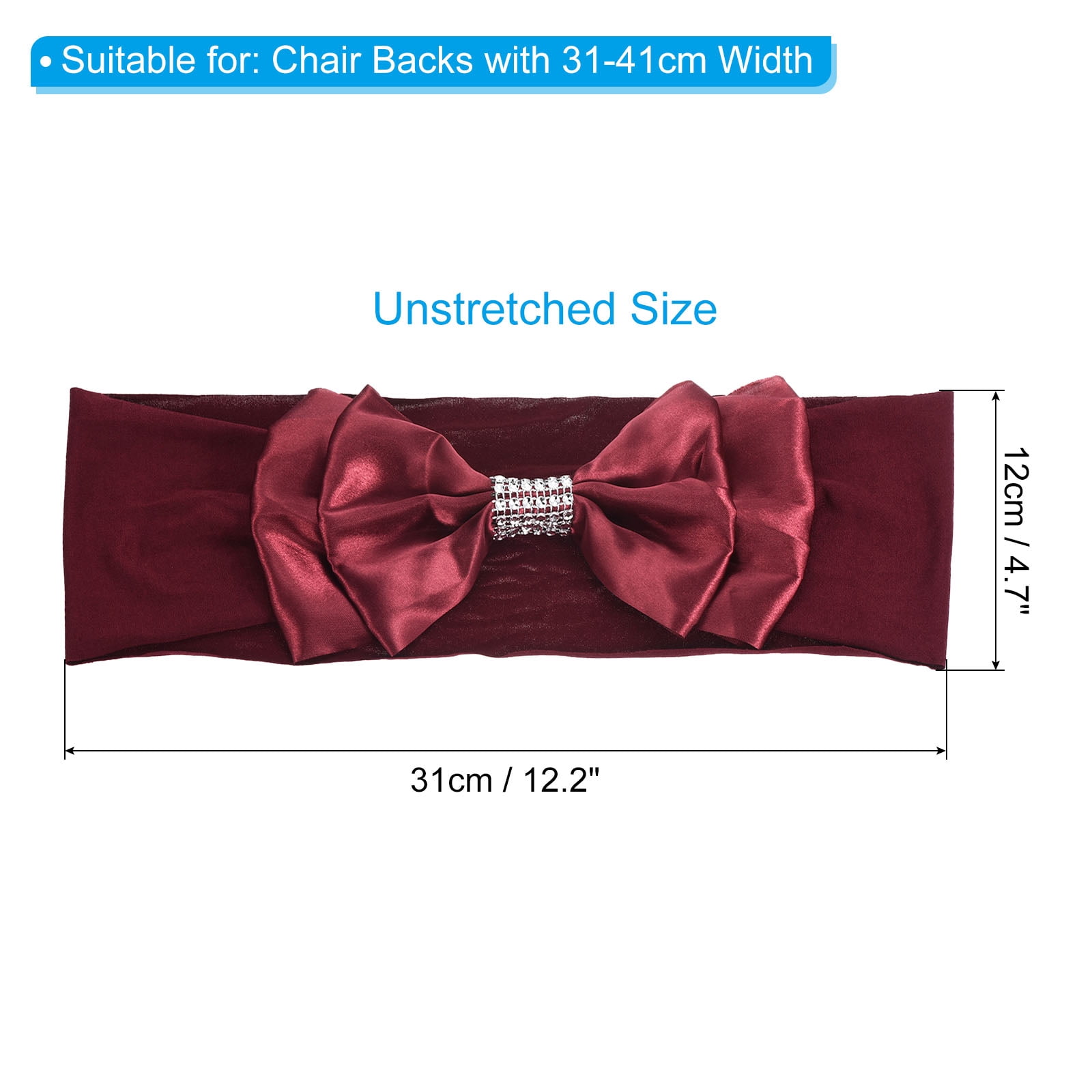 Unique Bargains Chair Sash Bow Spandex Stretch Chair Cover Bands Sashes with Bow Knot 10 Burgundy