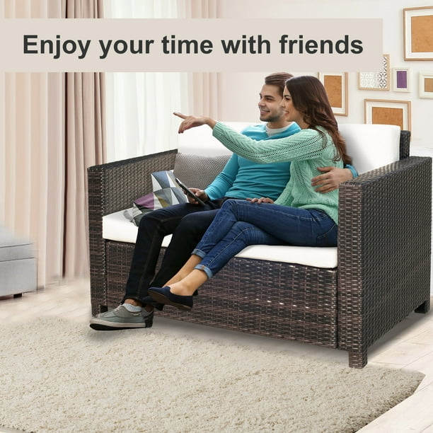 Outsunny 2 seater rattan sofa deals