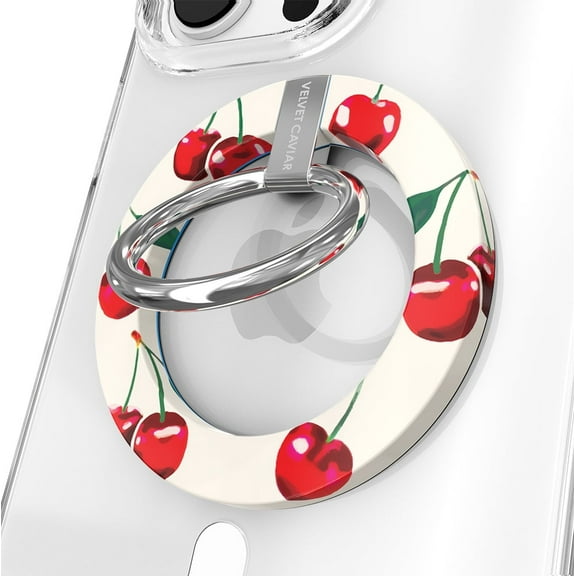 Velvet Caviar Compatible with MagSafe Phone Grip - Magnetic Ring Holder with Adjustable Stand (Cherry)