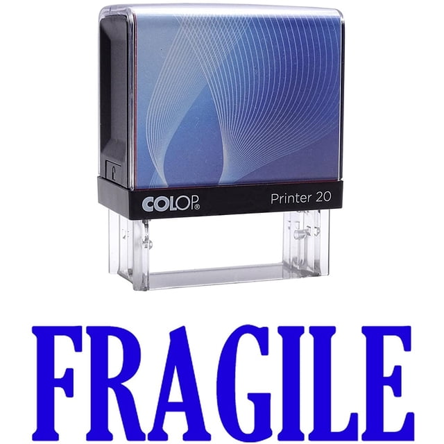 FRAGILE Self Inking Rubber Stamp Small Blue Ink Office Stock Stamp Colop Stamper