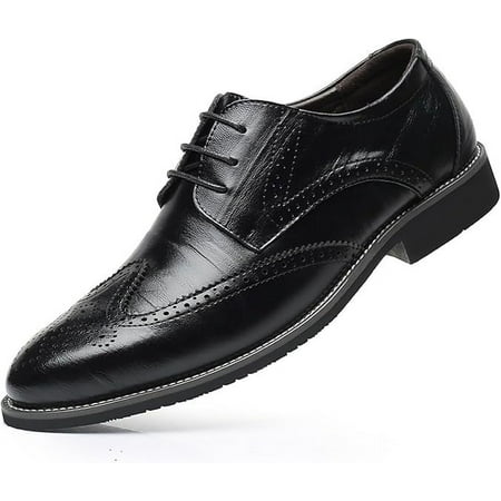Men s Classic Leather Formal Business Oxford Wingtip Lace Up Retro Casual Dress Shoes for Men Comfortable