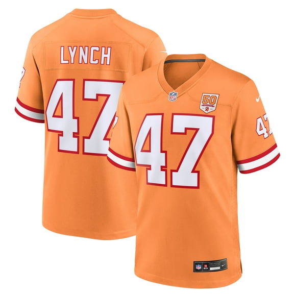 Men's Nike John Lynch Creamsicle Tampa Bay Buccaneers 50th Season Game Jersey