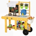 thumbnail image 1 of Qaba Cuisine de Boue avec Roues, Évier, Cuisinière, Tablette et Tableau Noir, Jaune, 1 of 10