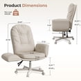 thumbnail image 2 of Hawsaiy Criss Cross Office Chair with Flip-Up Arms, Ergonomic Cross Legged Desk Chair, PU Leather Executive Computer Chair, 135° Reclining Plush Cushion, Pet-Friendly, Beige, 2 of 11