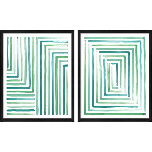 Great Art Now Sea Glass Sunset by Laura Marshall, 2 Piece Framed Art Set Each 17.25"W x 21.25"H