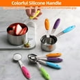 thumbnail image 2 of Measuring Cups and Spoons Set of 15, Heavy Duty Stainless Steel Kitchen Measuring Tool with Colored Silicone Handle, Including 5 Nesting Measuring Cups, 5 Spoons, 5 Mini Spoons for Cooking Baking, 2 of 7
