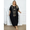 thumbnail image 6 of Edolynsa Plus Size Moroccan Kaftan Dress for Women Embroidery Caftan Tunic Maxi Beach Dresses Bathing Suit Cover up Sleepwear, 6 of 10