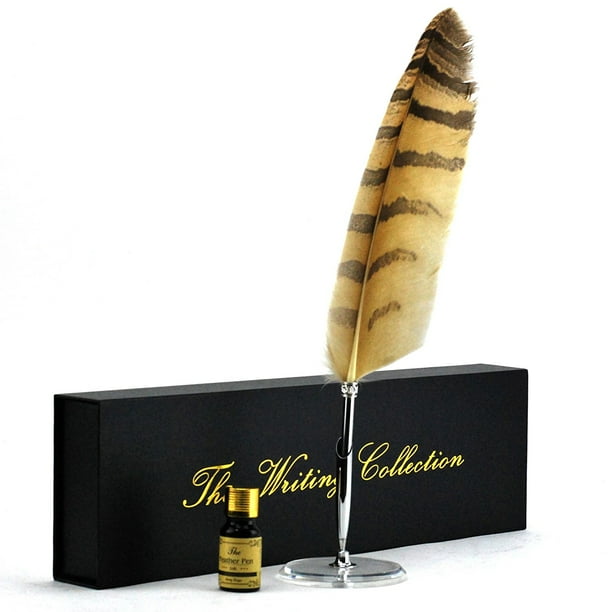 Quill pen, luxury antique owl feather quill pen stand