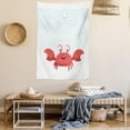thumbnail image 2 of Hermit Crab Tapestry, Cartoon Style Smiling Crab Bubbly Underwater, Wall Hanging for Bedroom Living Room Dorm Decor, 60W X 80L Inches, Dark Coral Sky Blue, by Ambesonne, 2 of 5