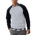 thumbnail image 1 of Leodye T-Shirts de Sport Décontractés Ajustés pour Hommes Manches Longues Raglan Col Rond Baseball T-Shirts de Mode color Block Argent TG(TG), 1 of 8