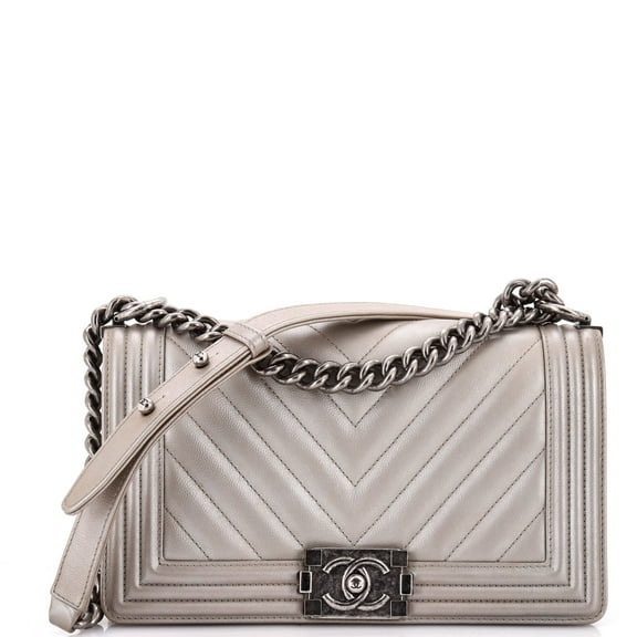 Pre-Owned Boy Flap Bag Chevron Caviar Old Medium By Rebag