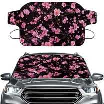 FOR U DESIGNS Cherry Blossom Print Windshield Snow Cover for Cars, All-Weather Vehicle Windproof Winter Frost and Ice Removal Sunshade Front Window Automotive Covers Fit for Trucks, Vans