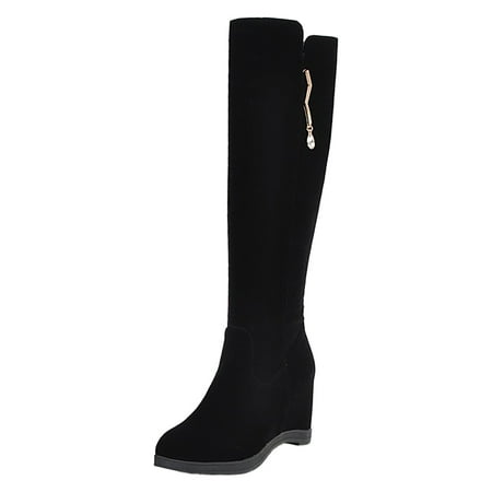 

ZHAGHMIN Zapatos De Botita Para Mujer 2023 Women S Autumn And Winter New Frosted Suede Slope Heel Inner High Middle Boots Boots Women Size 8 Mid Extra Wide Calf Thigh High Boots For Women Womens Rai