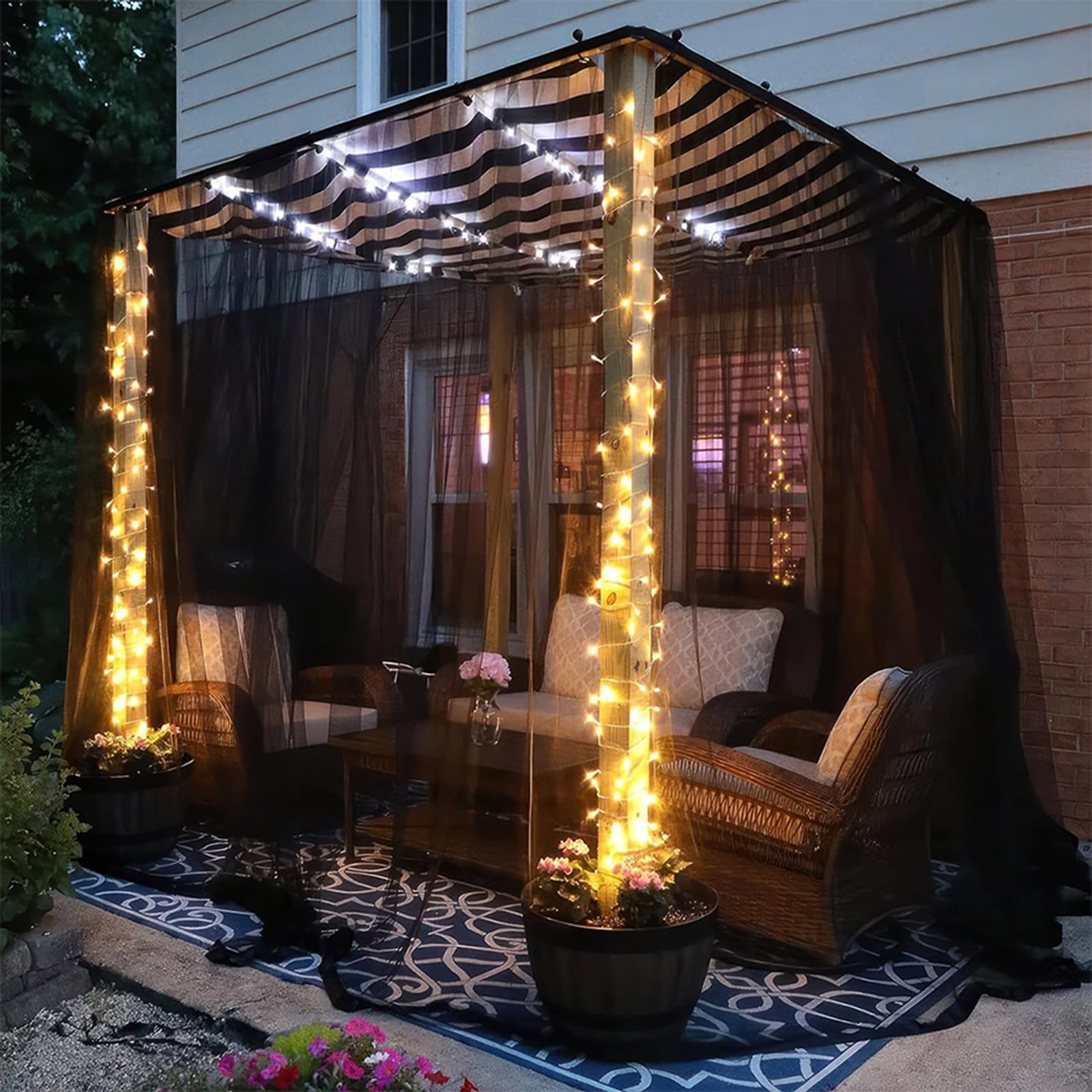 Rosnek Mosquito Netting for Patio Outdoor Curtains, Lightweight Mosquito Screen Mesh DIY Size Adjustable for Patio Porch Garden, 1 Panel