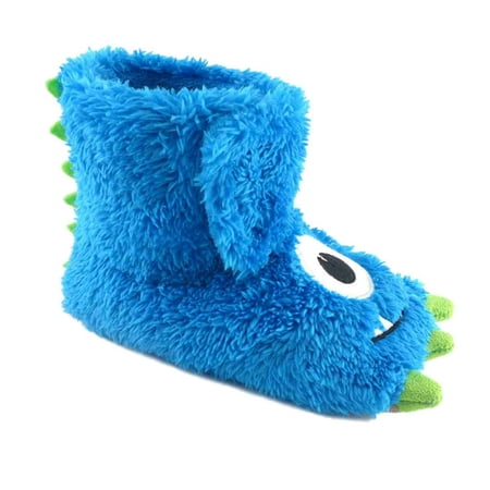 toddler boys fuzzy blue monster claw slippers boot style house shoes