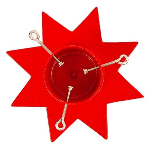 Sungmor Vintage Cast Iron Christmas Tree Stand - Red Octagram Heavy Duty Metal Tree Base, Adjustable Bolts for Secure Fit - Holiday Tree Holder for Real Trees, Rustic Xmas Décor, 15.7 x 4.3 Inches