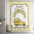 thumbnail image 4 of Summer Lemon Truck Shower Curtain, Direct From Farm Country Watercolor Yellow Plaid Waterproof Shower Curtain Set with 12 Hooks Lightweight Bath Curtains Fabric Bathroom Decor 72x78 Inches, 4 of 9