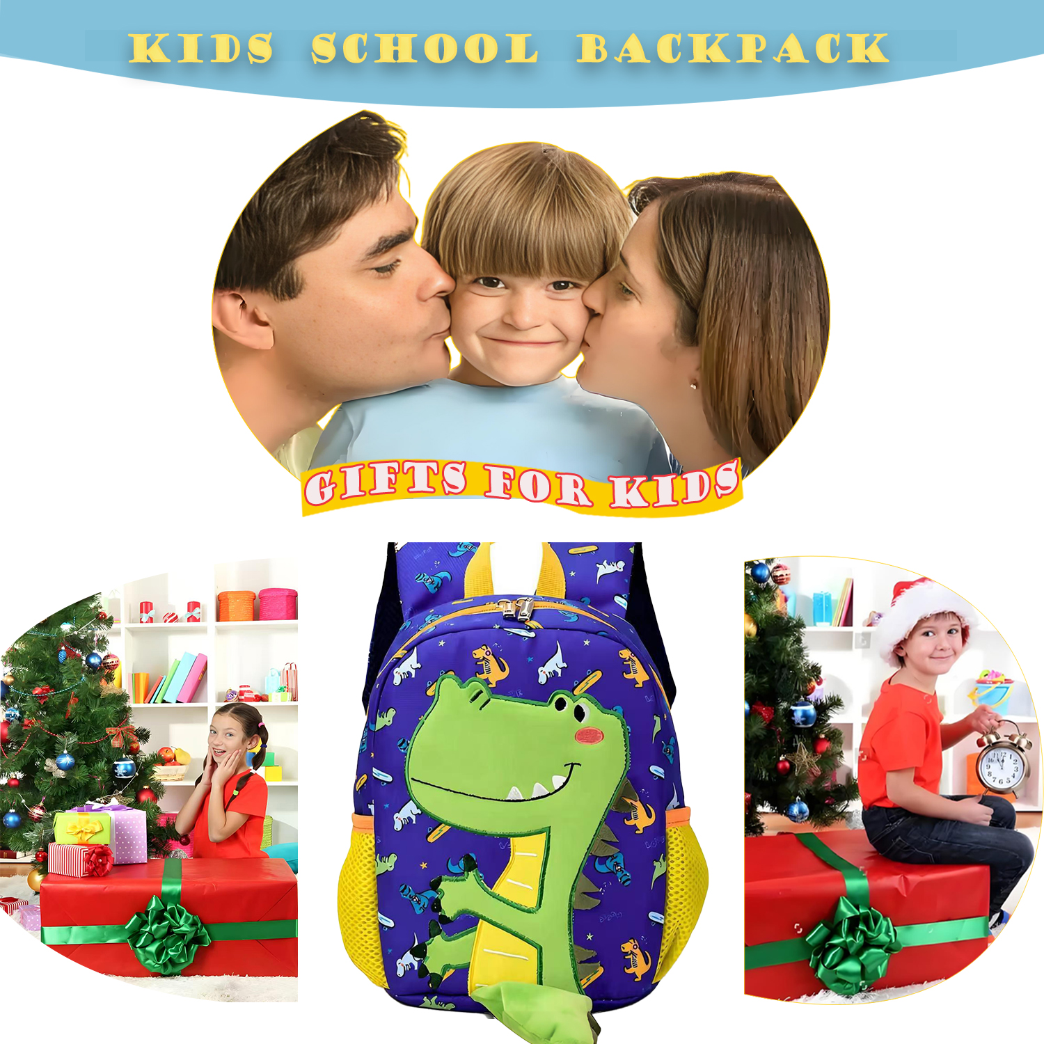 Mochilas para niños pequeños de 2 a 4 años, para escuela, lindas, para kindergarten y preescolar, con estampado de dinosaurio (azul) 8