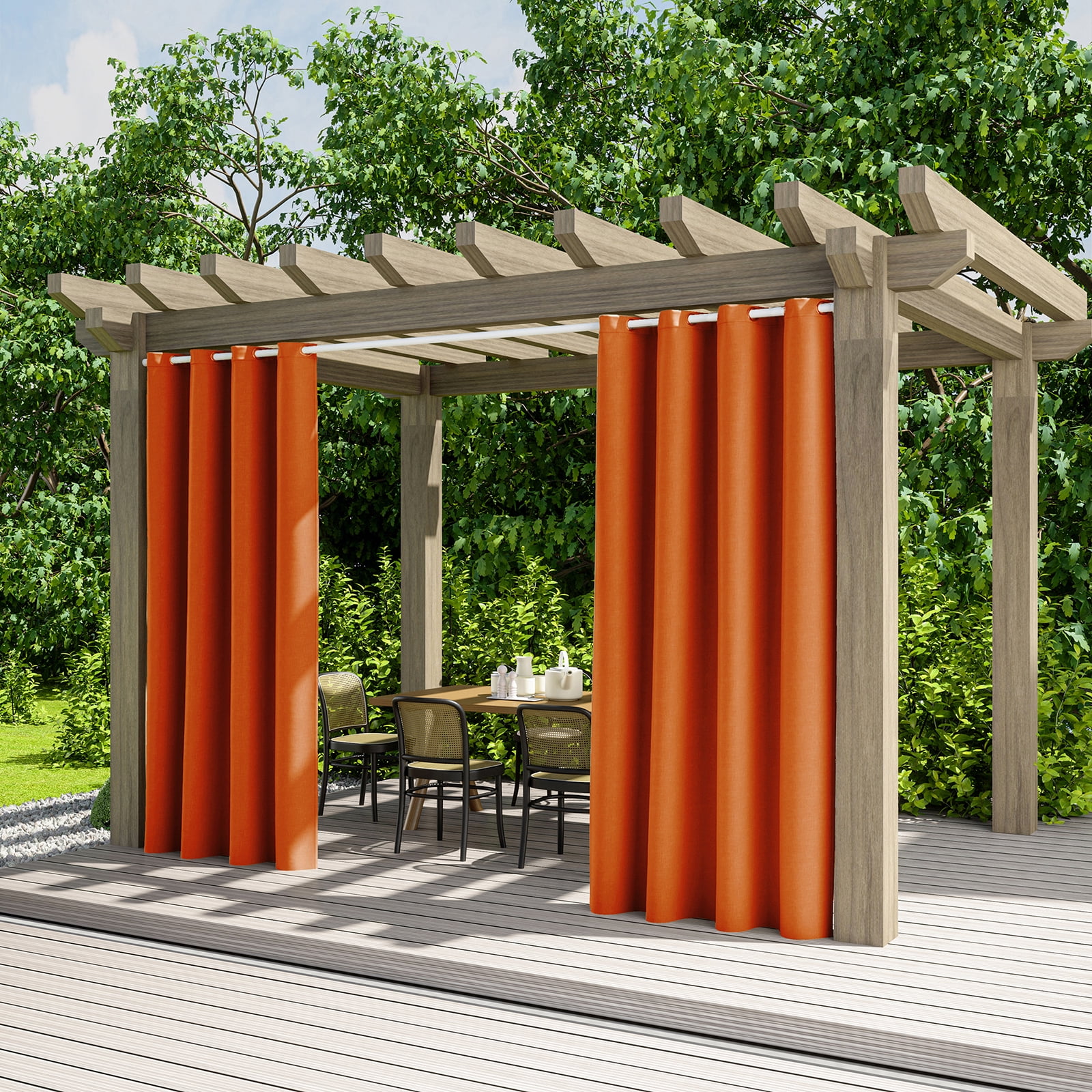 BTTO Outdoor Curtains for Patio Waterproof, Insulated Heat Light Blocking Drapes, Fade Resistant Thick Curtain for Balcony Lawn Garden, 1 Panel
