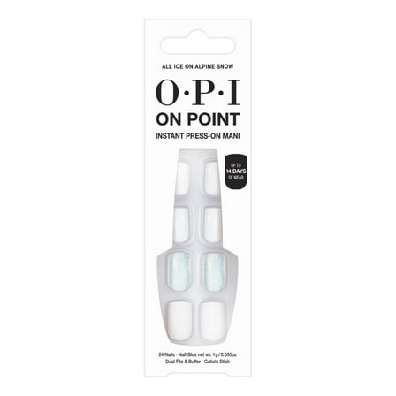 OPI On Point Instant Press On Nails, All Ice On Alpine Snow, False Nails, 24 Pieces