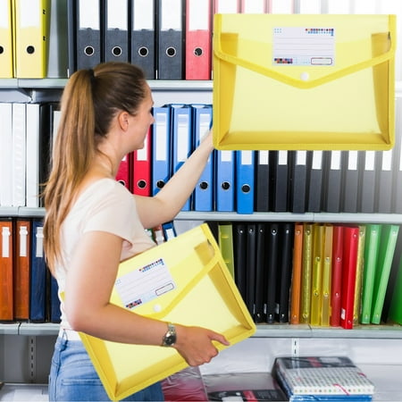 100Fens Plastic File Folders Envelope Expanding File Wallet Organizer Documents Folder with Snap Closure and Pocket Waterproof Transparent File Pouch for School