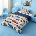 thumbnail image 3 of Erosebridal Race Car Twin Comforter Sets for Boys and Girls, Red Blue Yellow Checkered Flag Bedding Set, 2 Pieces 1 Comforter and 1 Pillowcase, 3 of 6