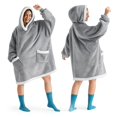 thumbnail image 1 of Sudadera con capucha para adultos y niños, forro sherpa, color gris, 1 of 7