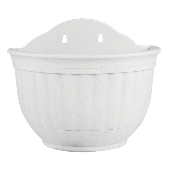 BESTOYARD White Half Circle Hanging Flower Pot with Hook and Tray for Indoor and Outdoor Decor