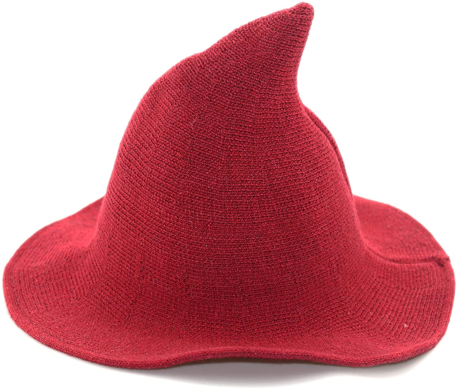 Womens Witch Hat Sun Hat Knitted Wool Cap for Halloween Party