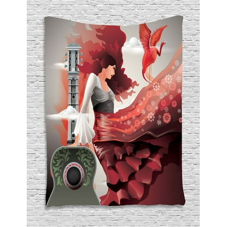 Spanish Tapestry Spain Culture Theme With Flamenco Dancer Lady