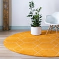 thumbnail image 2 of Unique Loom Trellis Frieze Geometric Lattice Rug 5' x 5' Round Orange/Ivory, 2 of 2