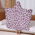 thumbnail image 5 of Light Green and Purple Of Leopard Print Hooded Bath Towel，60"x35" for Ages 3 To 12 Kids, Quick Dry Lightweight Soft Microfiber Hood Beach Towel Cover Up for Kids, 5 of 7