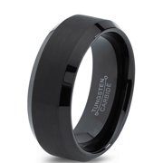 tungsten wedding band ring 8mm for men women comfort fit black beveled edge polished brushed lifetime - Black Wedding Rings For Men tungsten wedding band ring 8mm for men women comfort fit black beveled edge polished brushed lifetime - Black Wedding Rings For Men