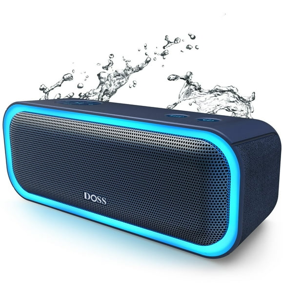 DOSS SoundBox Pro Altavoz Bluetooth con sonido estéreo de 20 W, graves extra activos, IPX6 resistente al agua, Bluetooth 5.0, emparejamiento TWS, luces multicolores, tiempo de reproducción de 20 horas