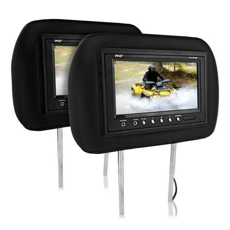 7-Inch TFT-LCD Adjustable Headrest Monitors - Widescreen, Built-in Speaker with Wireless Remote Control - Pyle