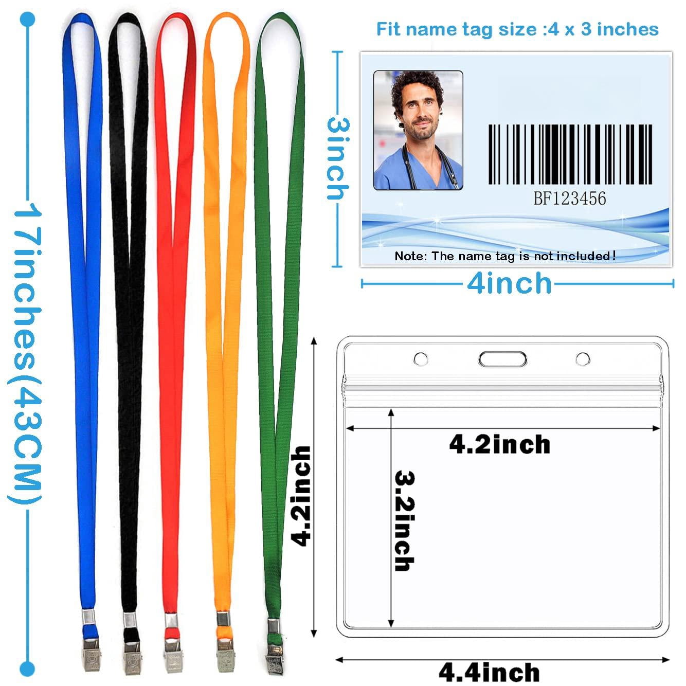 4x3 Name Tags Badge Holder With Lanyard 50 Pack Waterproof Horizontal Id And 50 Lanyards Nametag For Conferences  Events Meetings (black 4 X 3 Inches)