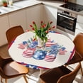thumbnail image 3 of Independence Day Fitted Tablecloth with Elastic Edged, Round Table Cloth for Dining Table, Red Blue Flowers Patriotic Star Stripes Waterproof Oil Proof Table Cover for Indoor Outdoor 55"-60", 3 of 8