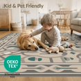 thumbnail image 4 of ODIKA 6'x9' Grey Teal Blue Geometric Design Washable Area Rug Intricate Abstract Pattern with Stone Motif for Dining Room, Under Table, Office Décor, Non-Slip Chair-Friendly, 4 of 7