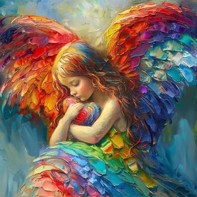 Kit Pintura Por Números Sobre Lienzo DIY Ángel Niña Arte Al Óleo La Pared Del 40x40cm