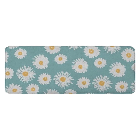 Teal Daisy Flower Golden Centers Pattern Kitchen Rug Mat,Kitchen Runner Rugs Non Skid Washable,Decorative Kitchen Floor Mats for Kitchen,Sink,Laundry,17"x47.2"