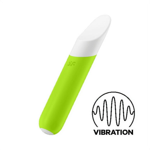 Satisfyer Ultra Power Bullet 7 Mini Bullet Vibrator - Clitoral Stimulator, Personal Massager, Broad, Slightly Curved Tip - Portable, Waterproof, Rechargeable, 13.5cm (Green)