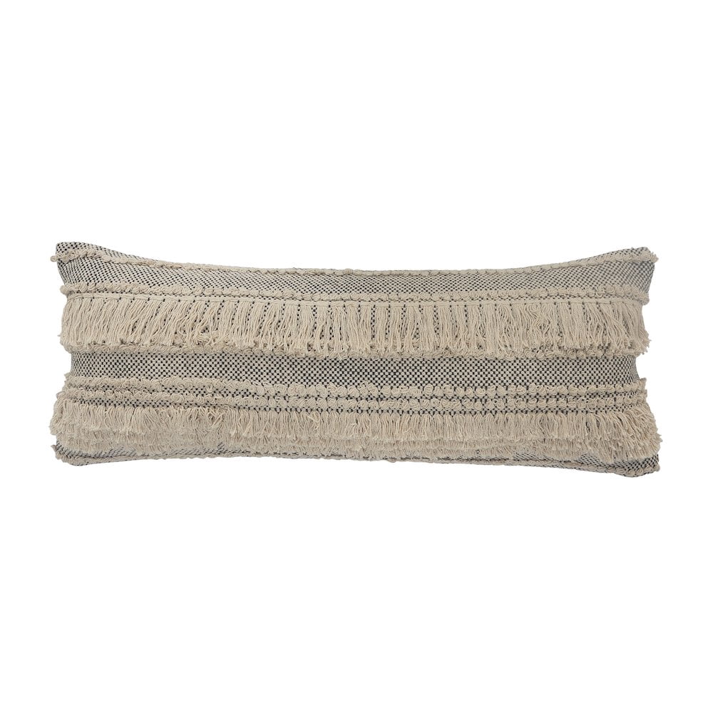 LR Home Ox Bay Hand-Woven Tan/Cream Stripe All-Natural Cotton Pillow Cover