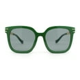 thumbnail image 2 of Womens Oversized Horn Rim Chain Arm Rectangle Designer Fashion Luxury Sunglasses All Green, 2 of 4