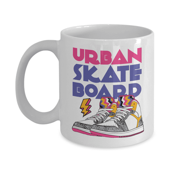 Cool Urban Skateboard Skater or Skateboarder Coffee & Tea Mug Cup, 11oz, White