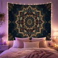 thumbnail image 2 of Vintage Lotus Mandala on Dark Teal Field, Serene Boho for Meditation Enthusiasts, Botanical Wall Art, Housewarming Gift, Tapestry Wall Hanging for Bedroom and Living Room, 2 of 7